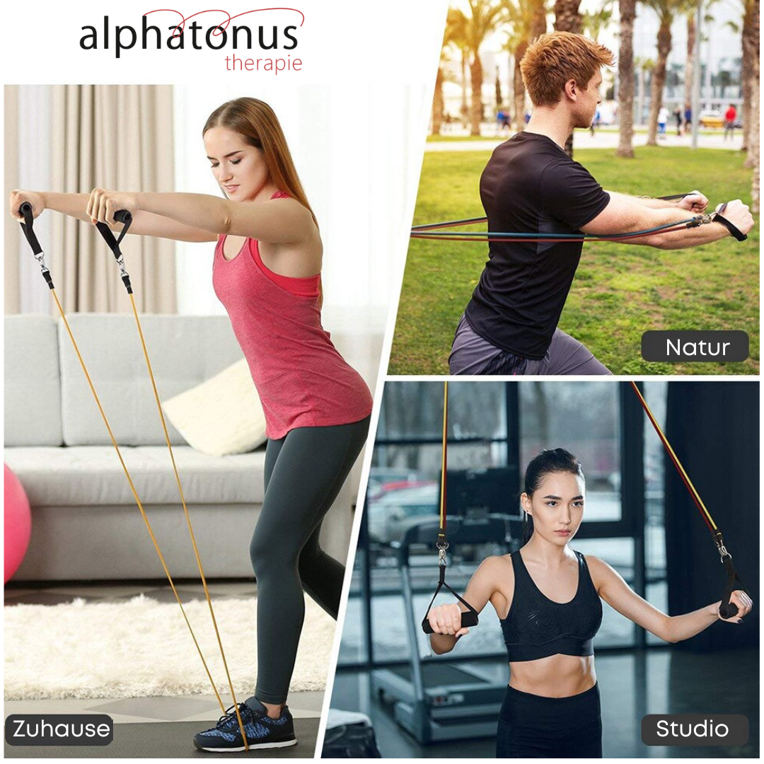 Alphatonus® - 11-Teiliges Fitness Widerstandsbänder Set
