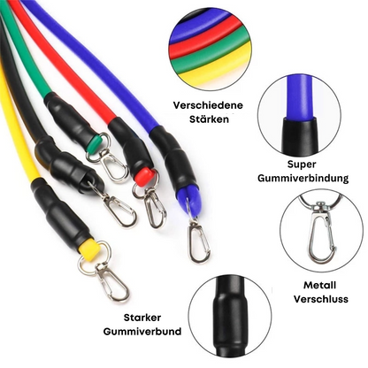 Alphatonus® - 11-Teiliges Fitness Widerstandsbänder Set